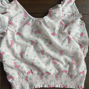 Like new! Janie and Jack Pink and Green Floral Blouse